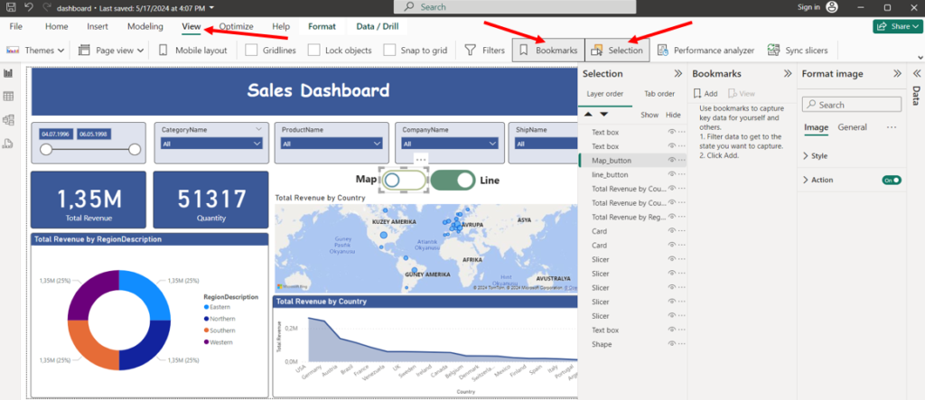 Power Bi Bookmarks İşlemleri