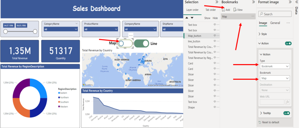 Power Bi Bookmarks İşlemleri