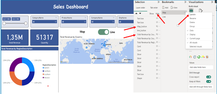 Power Bi Bookmarks İşlemleri